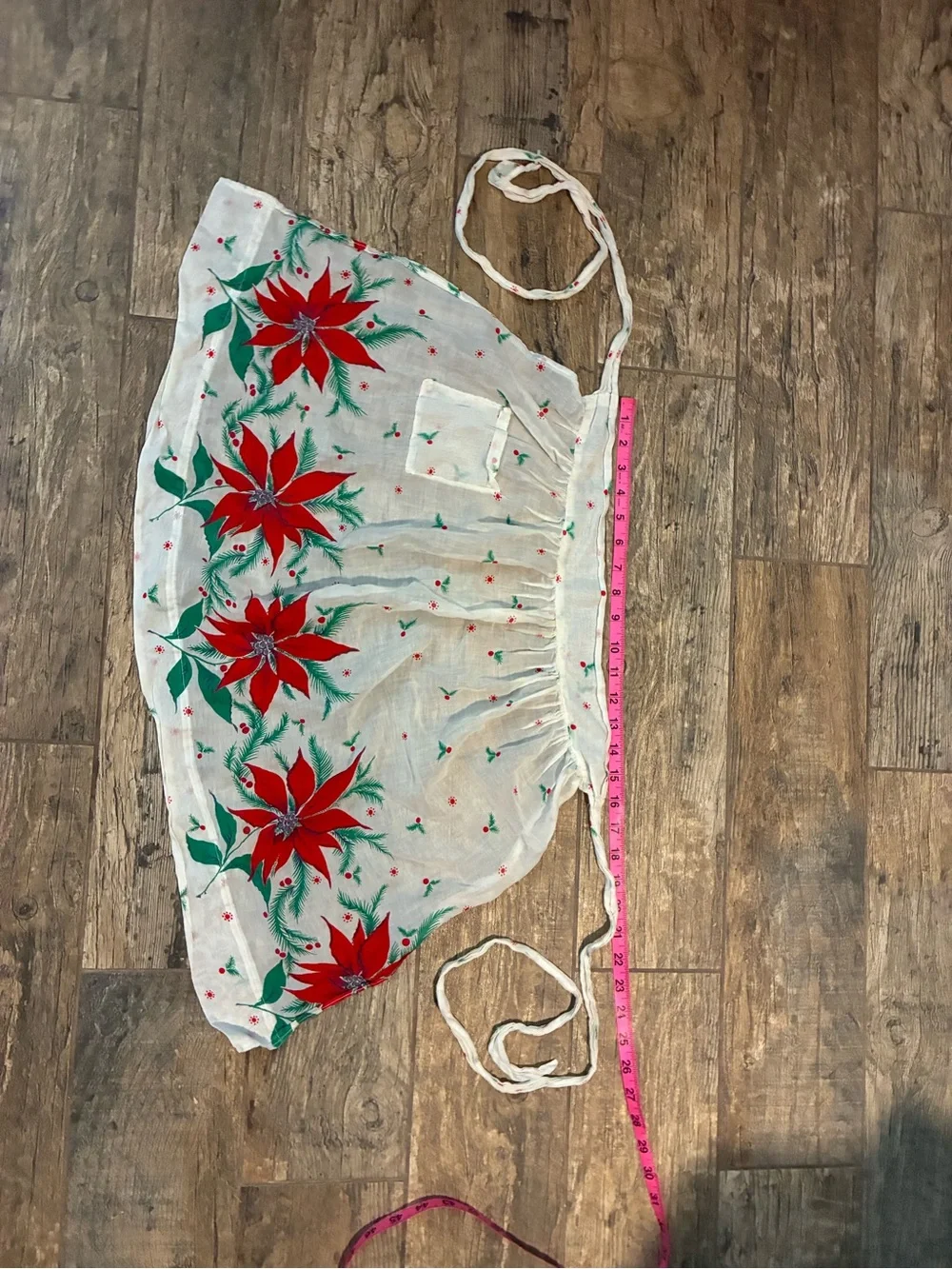 Sheer White Holiday Poinsettia half Apron